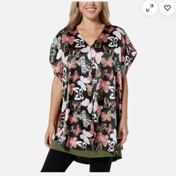 HUE Tops - HUE Ruana Tank Set Olivine Green Tank Butterfly Clasp Closure Duster Tunic XS